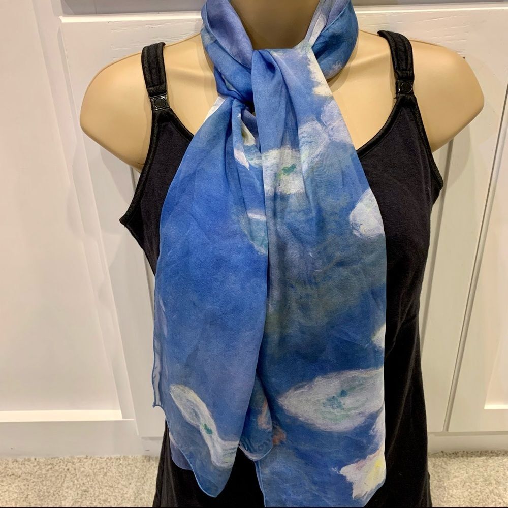 Brochier Soieries Claude Monet Blue‎ Silk Scarf